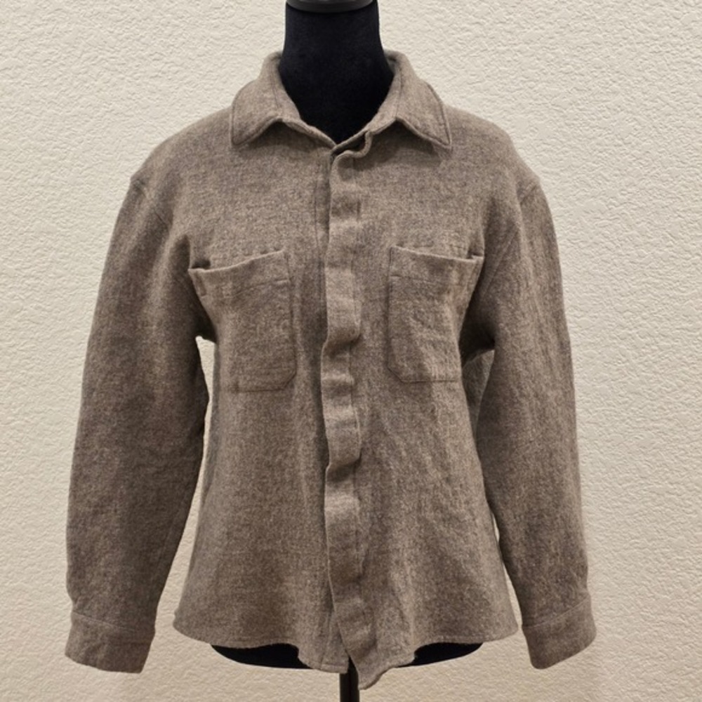 COS Relaxed Fit Wool Blend Button Front Shirt Jacket Brown Size US‎ M/EU L